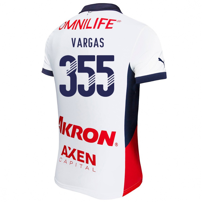 Kids Football Edgar Vargas #355 White Red Blue Away Jersey 2024/25 T-Shirt Uk