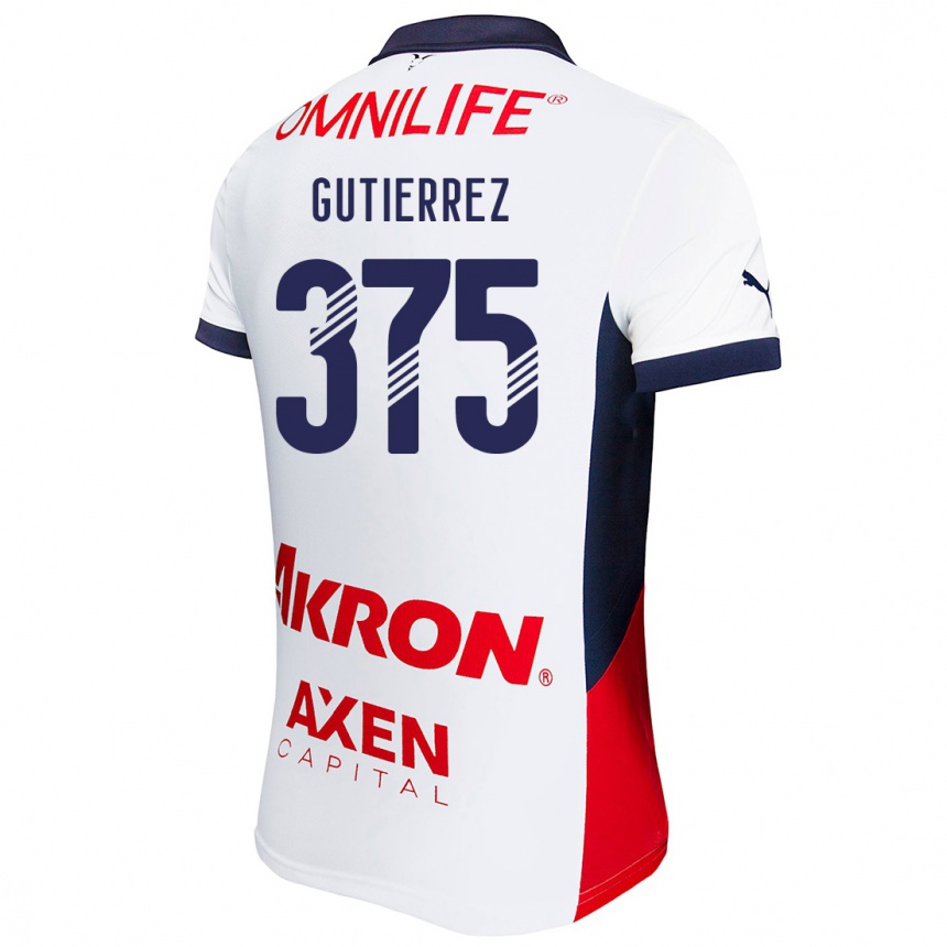 Kids Football Gerson Gutiérrez #375 White Red Blue Away Jersey 2024/25 T-Shirt Uk