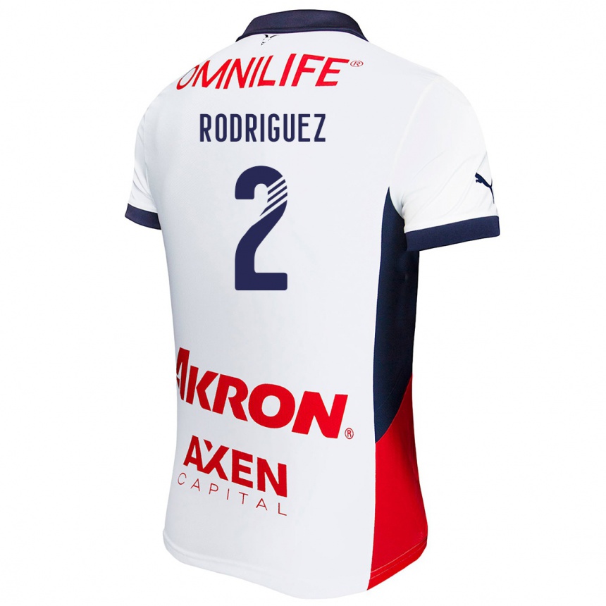 Kids Football Jaqueline Rodríguez #2 White Red Blue Away Jersey 2024/25 T-Shirt Uk