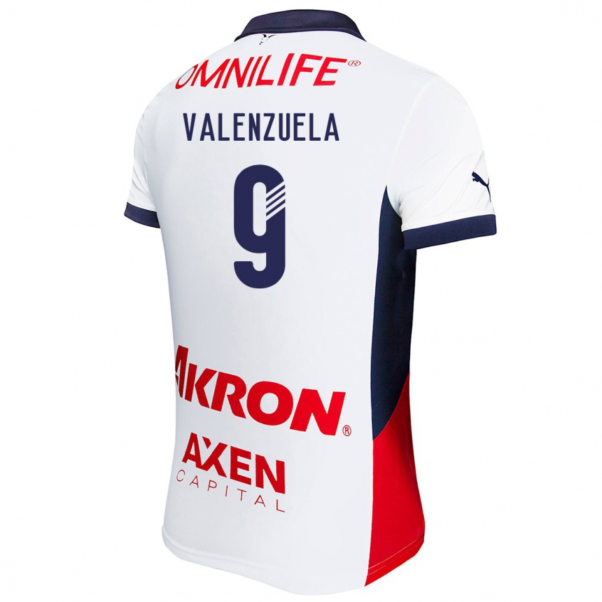 Kids Football Gabriela Valenzuela #9 White Red Blue Away Jersey 2024/25 T-Shirt Uk