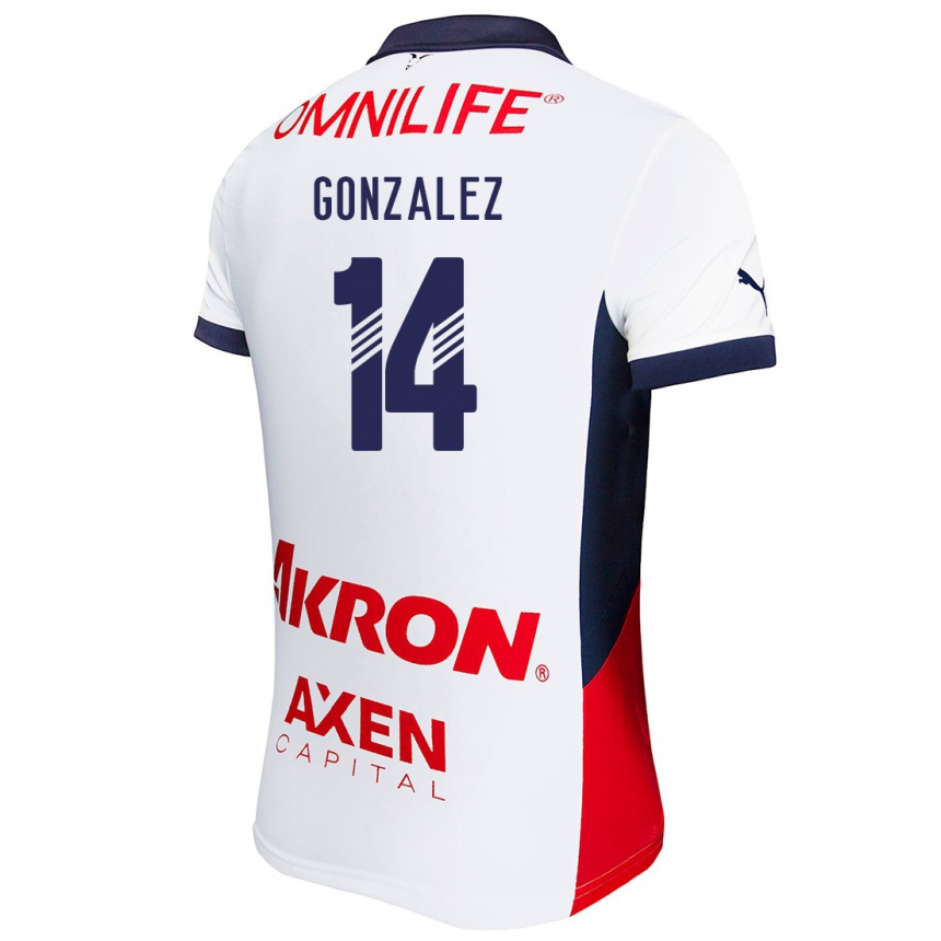 Kids Football Ivonne González #14 White Red Blue Away Jersey 2024/25 T-Shirt Uk