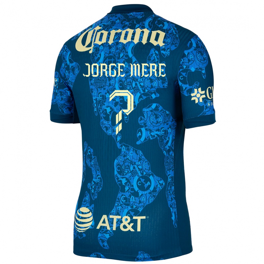 Kids Football Jorge Meré #0 Blue Yellow Away Jersey 2024/25 T-Shirt Uk