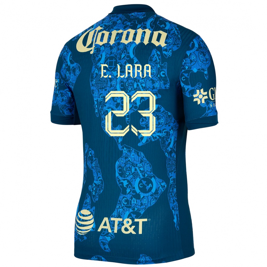 Kids Football Emilio Lara #23 Blue Yellow Away Jersey 2024/25 T-Shirt Uk