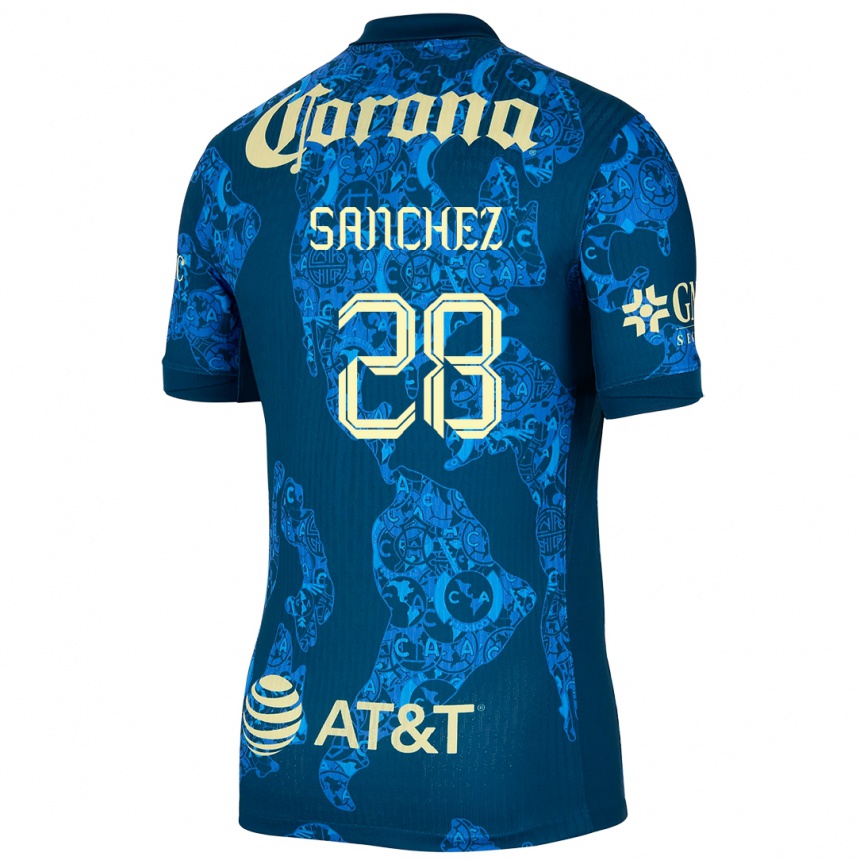 Kids Football Érick Sánchez #28 Blue Yellow Away Jersey 2024/25 T-Shirt Uk