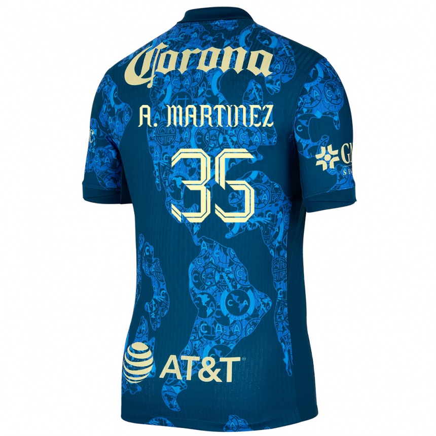 Kids Football Arturo Martínez #35 Blue Yellow Away Jersey 2024/25 T-Shirt Uk