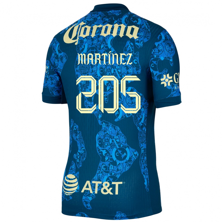 Kids Football Sebastián Martínez #205 Blue Yellow Away Jersey 2024/25 T-Shirt Uk