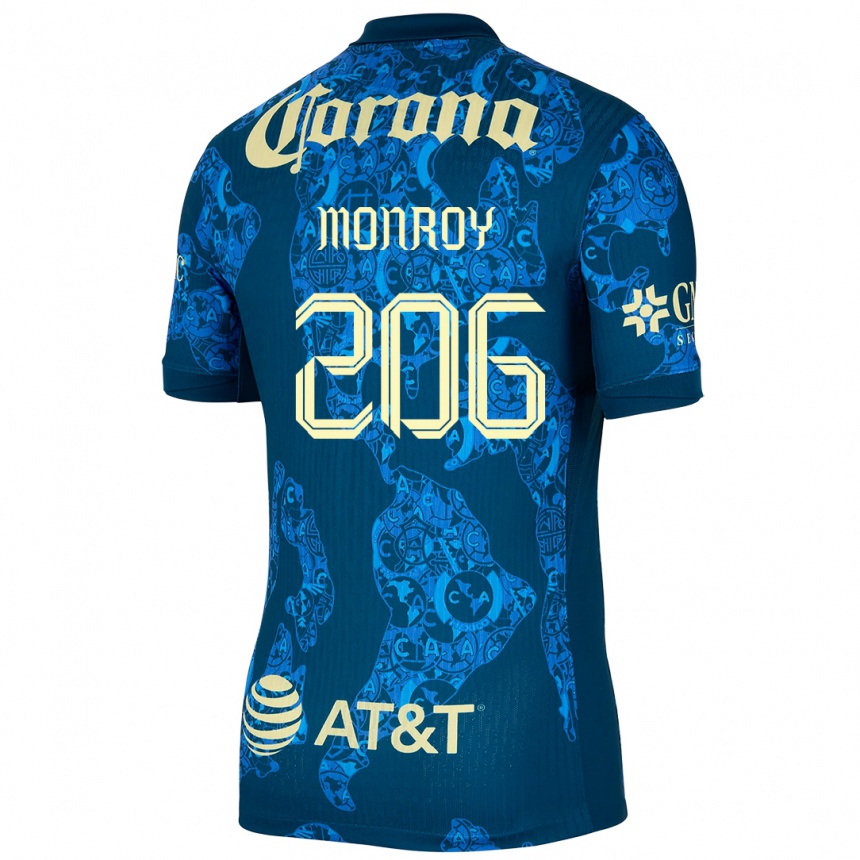 Kids Football Diego Monroy #206 Blue Yellow Away Jersey 2024/25 T-Shirt Uk