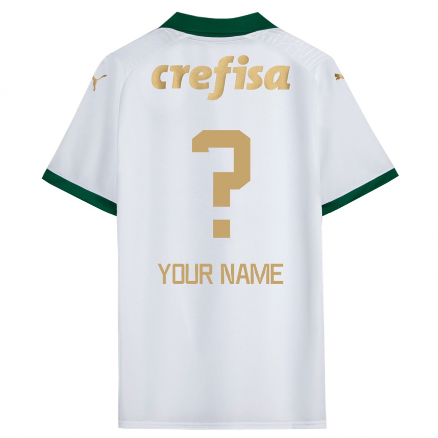 Kids Football Your Name #0 White Green Away Jersey 2024/25 T-Shirt Uk