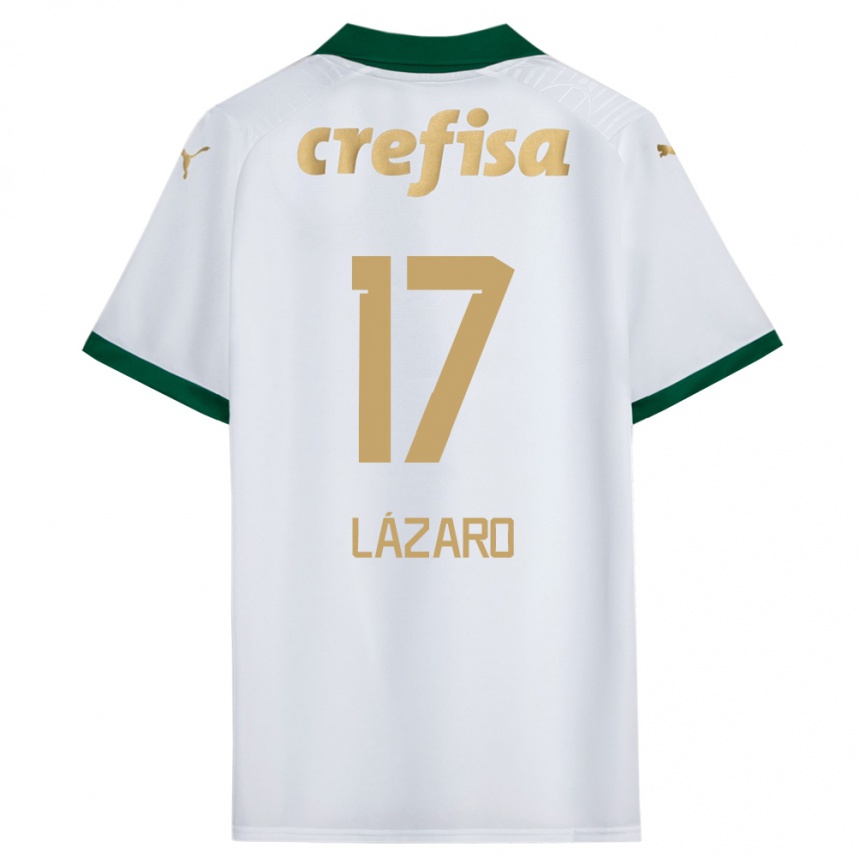 Kids Football Lázaro #17 White Green Away Jersey 2024/25 T-Shirt Uk