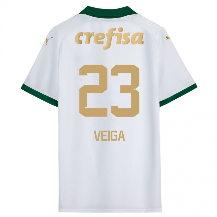 Kids Football Raphael Veiga #23 White Green Away Jersey 2024/25 T-Shirt Uk