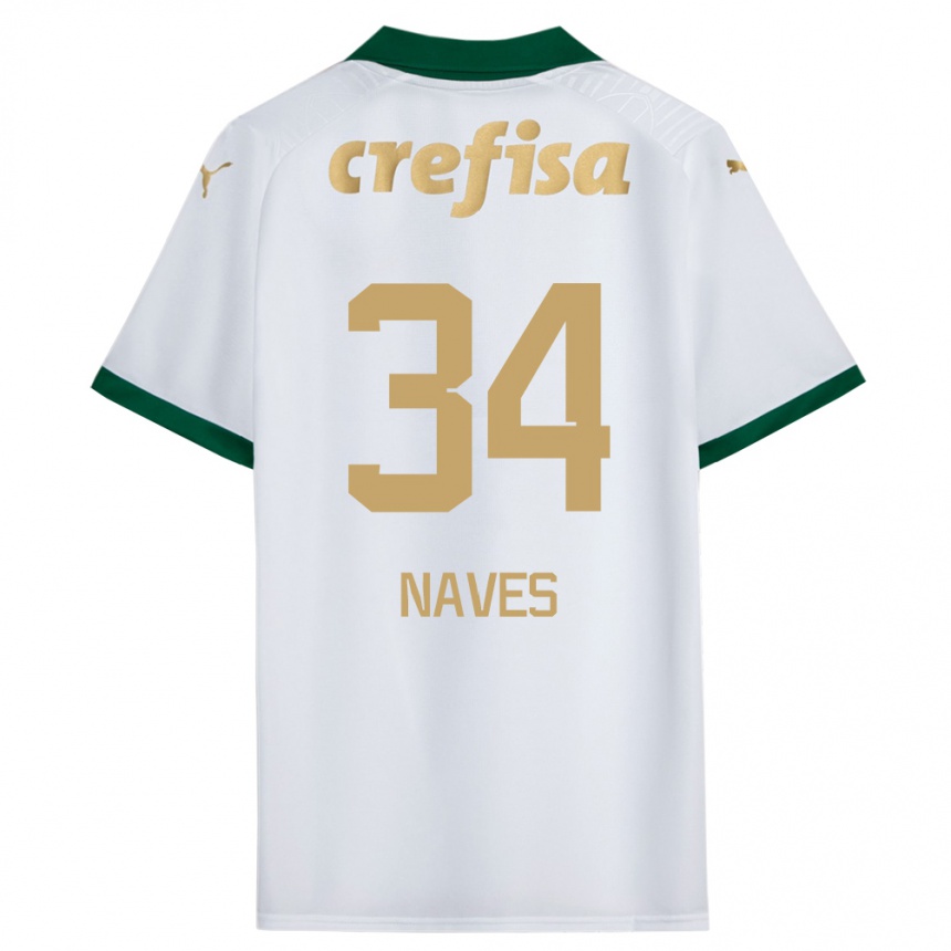 Kids Football Naves #34 White Green Away Jersey 2024/25 T-Shirt Uk