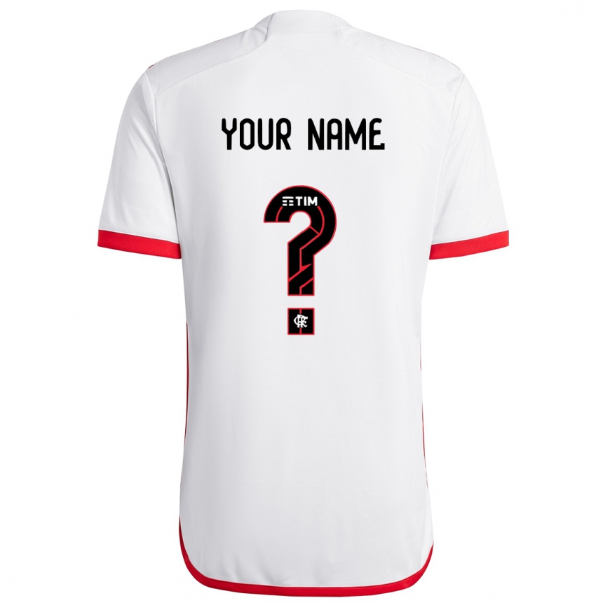 Kids Football Your Name #0 White Red Away Jersey 2024/25 T-Shirt Uk