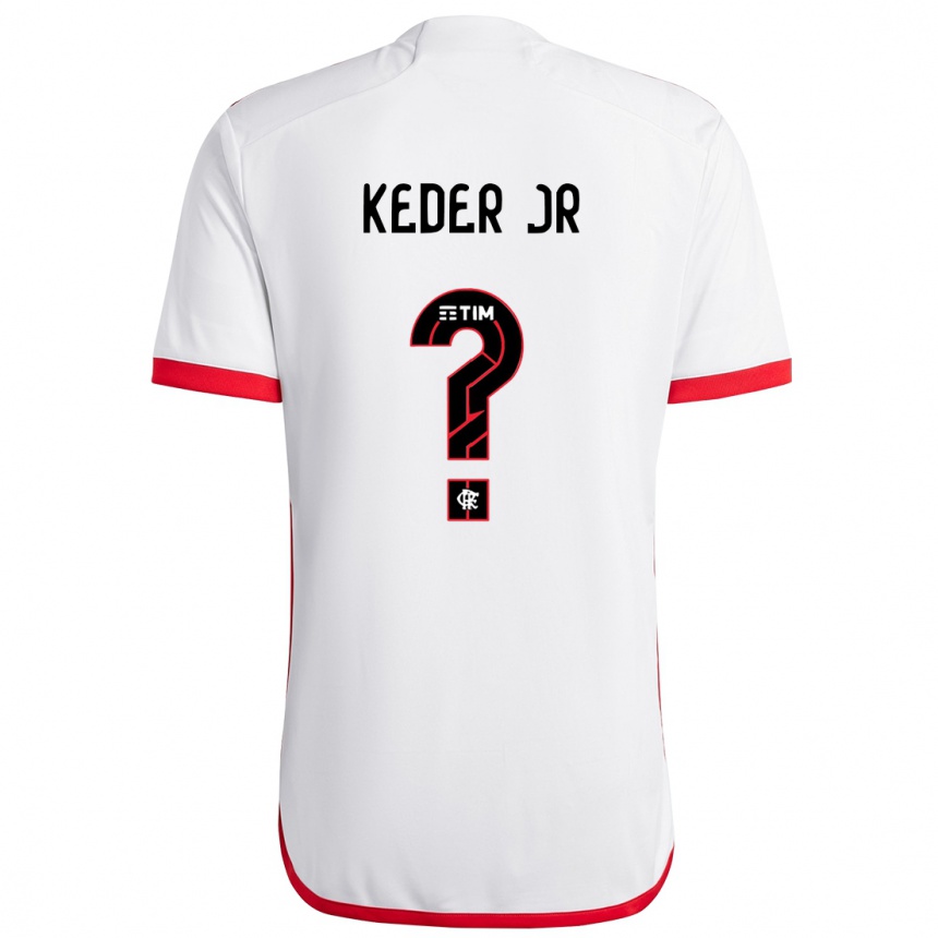 Kids Football Keder Jr #0 White Red Away Jersey 2024/25 T-Shirt Uk