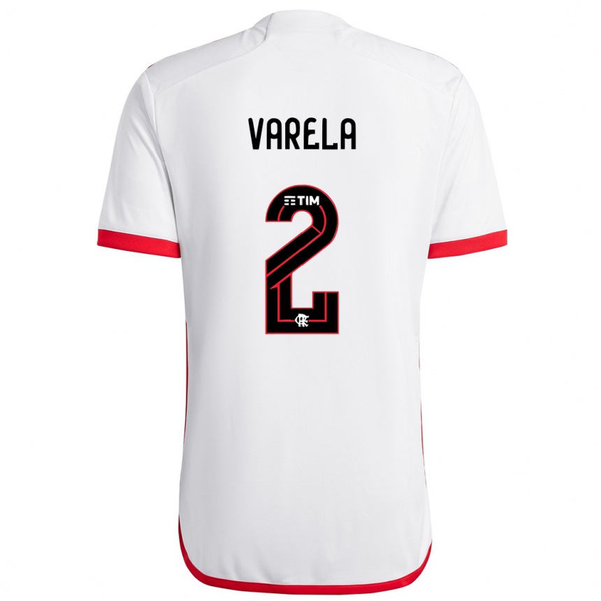 Kids Football Guillermo Varela #2 White Red Away Jersey 2024/25 T-Shirt Uk