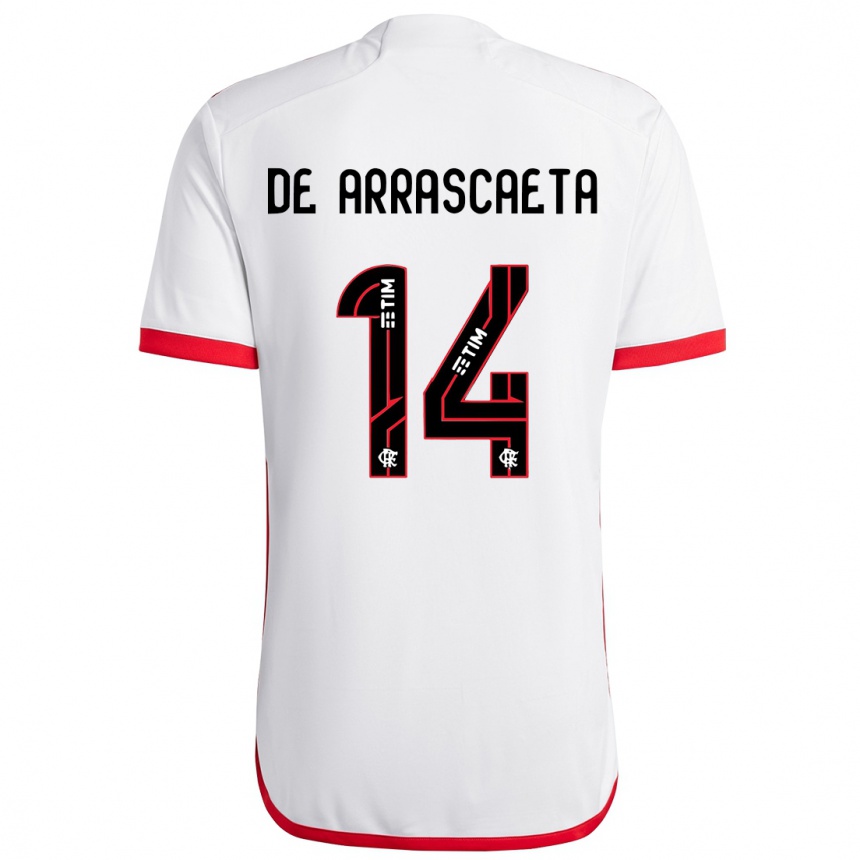 Kids Football Giorgian De Arrascaeta #14 White Red Away Jersey 2024/25 T-Shirt Uk