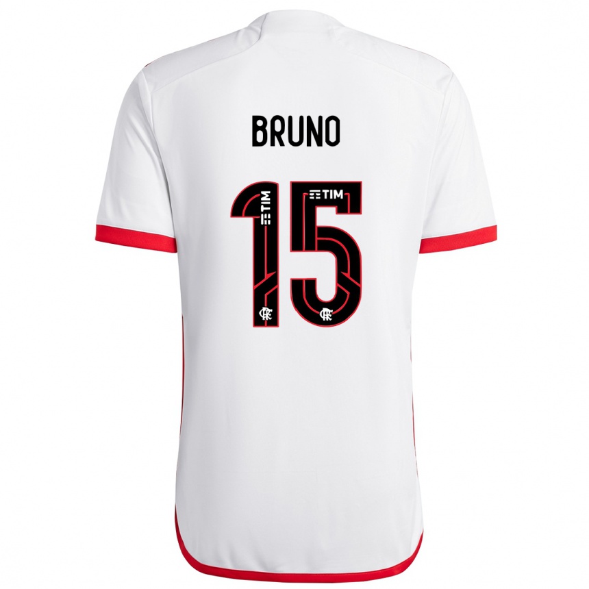 Kids Football Fabrício Bruno #15 White Red Away Jersey 2024/25 T-Shirt Uk