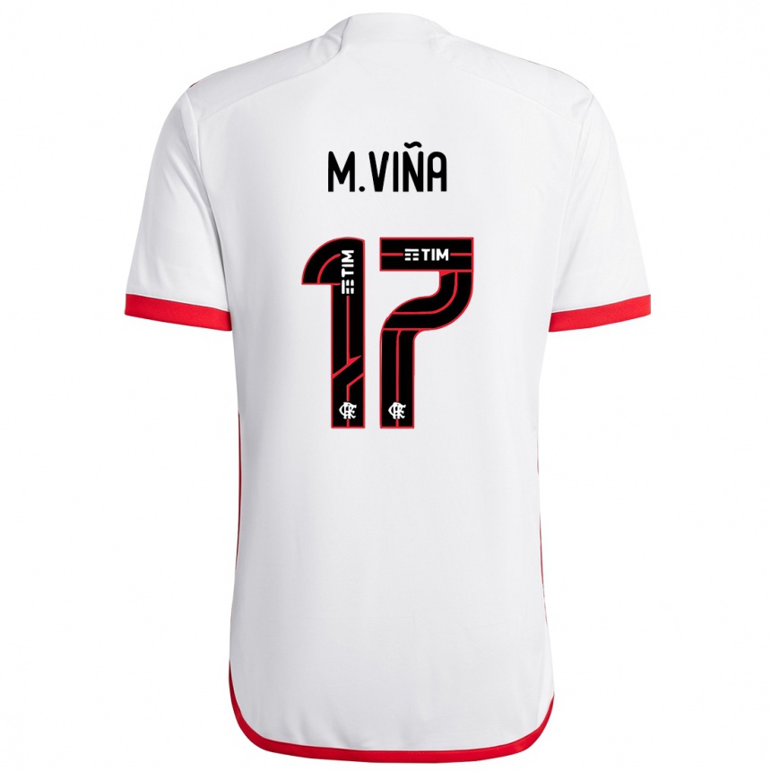 Kids Football Matias Vina #17 White Red Away Jersey 2024/25 T-Shirt Uk