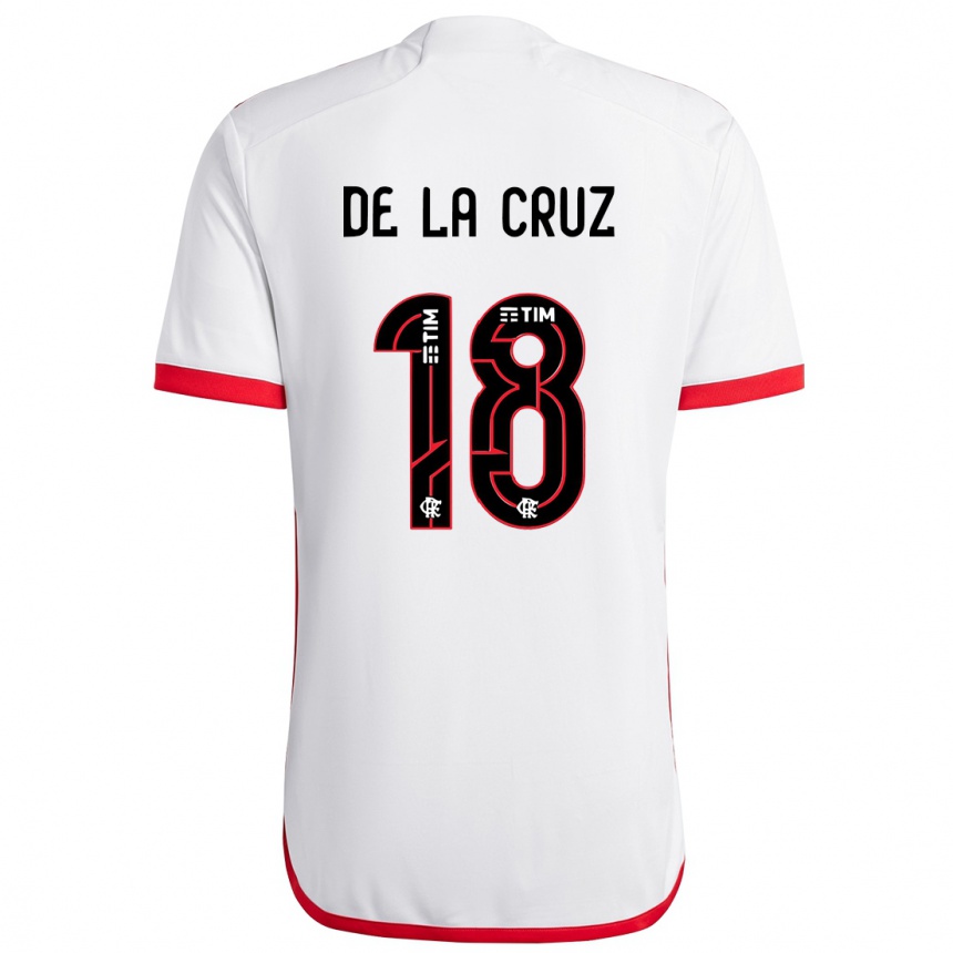 Kids Football Nicolás De La Cruz #18 White Red Away Jersey 2024/25 T-Shirt Uk