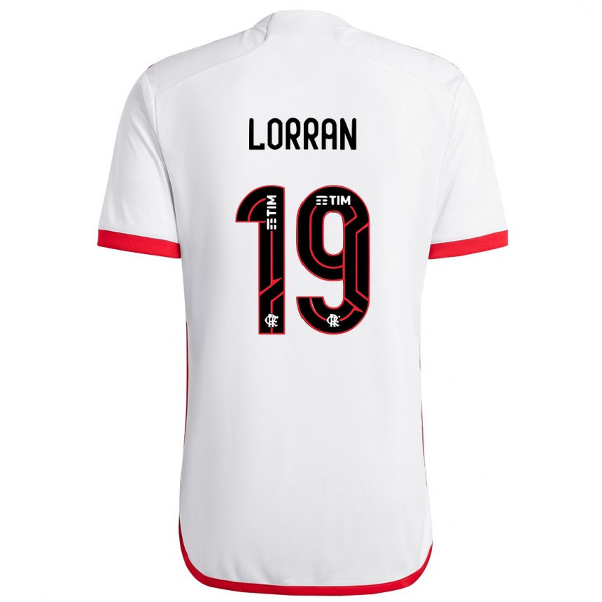 Kids Football Lorran #19 White Red Away Jersey 2024/25 T-Shirt Uk