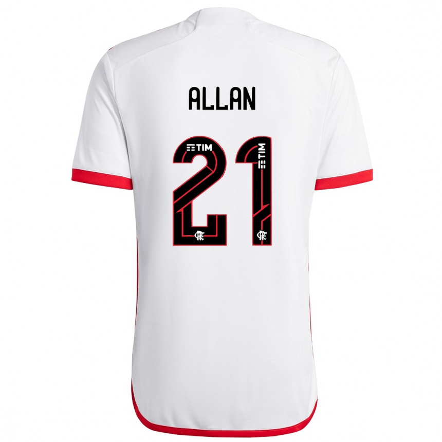 Kids Football Allan #21 White Red Away Jersey 2024/25 T-Shirt Uk