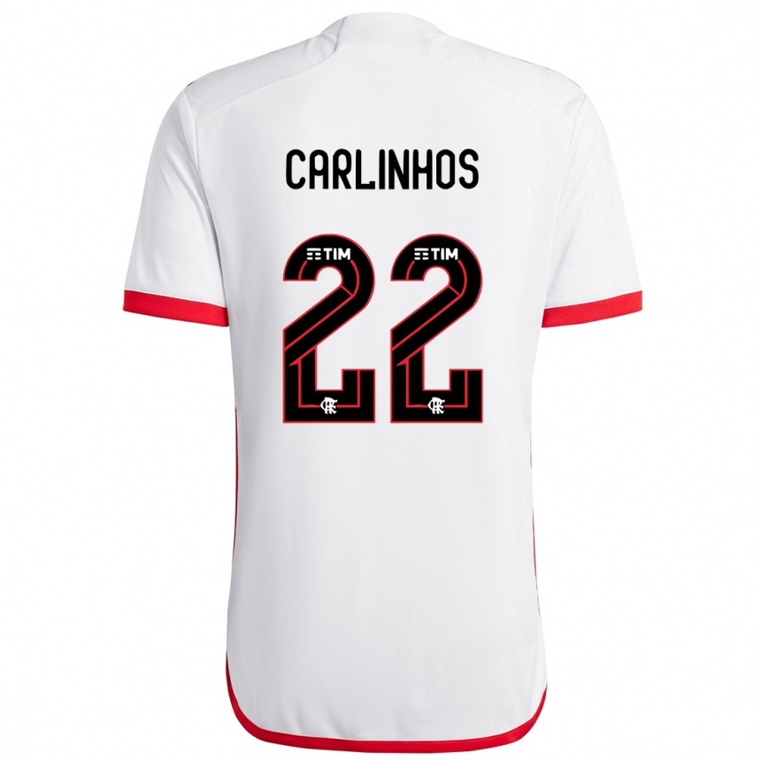 Kids Football Carlinhos #22 White Red Away Jersey 2024/25 T-Shirt Uk