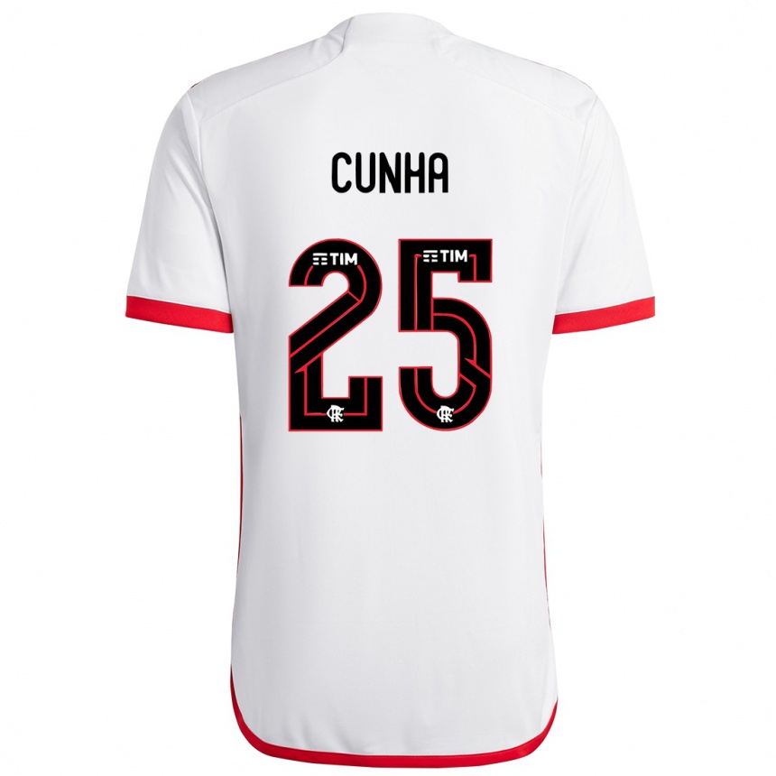 Kids Football Matheus Cunha #25 White Red Away Jersey 2024/25 T-Shirt Uk