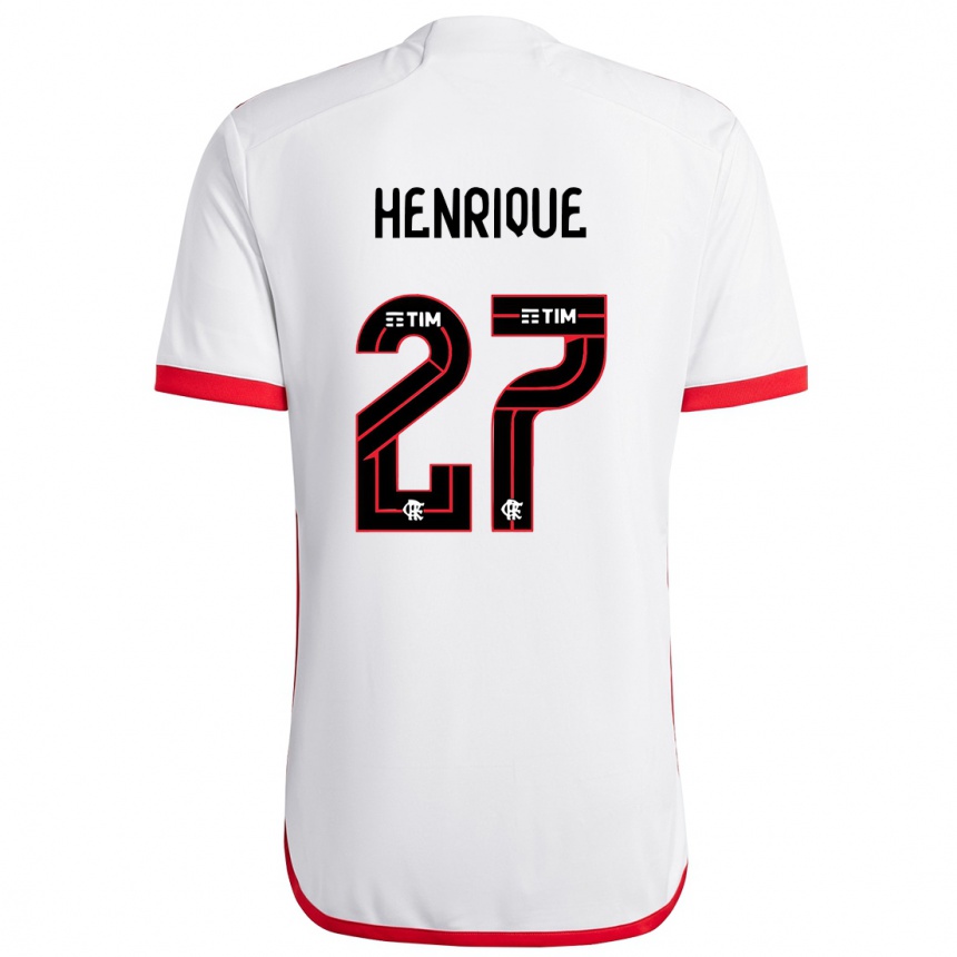 Kids Football Bruno Henrique #27 White Red Away Jersey 2024/25 T-Shirt Uk