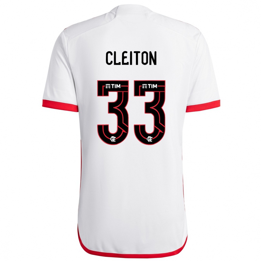 Kids Football Cleiton #33 White Red Away Jersey 2024/25 T-Shirt Uk