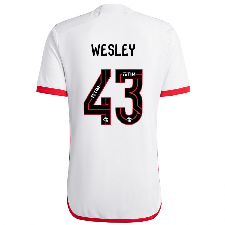 Kids Football Wesley #43 White Red Away Jersey 2024/25 T-Shirt Uk