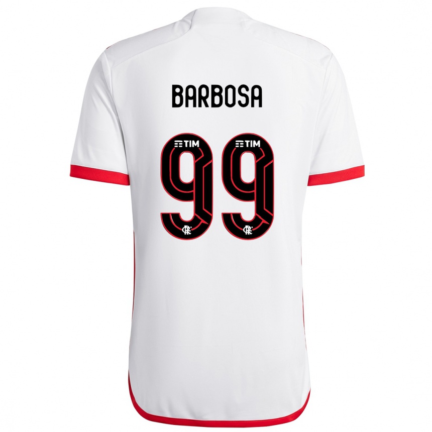 Kids Football Gabriel Barbosa #99 White Red Away Jersey 2024/25 T-Shirt Uk