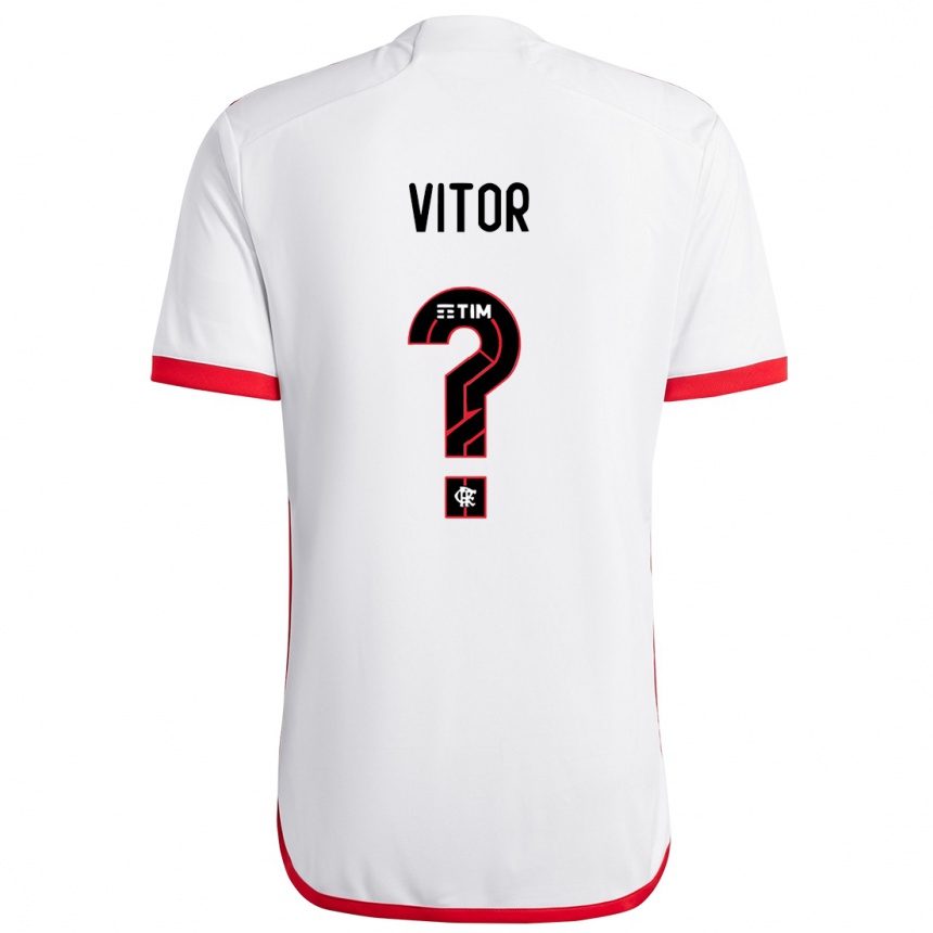 Kids Football João Vitor #0 White Red Away Jersey 2024/25 T-Shirt Uk