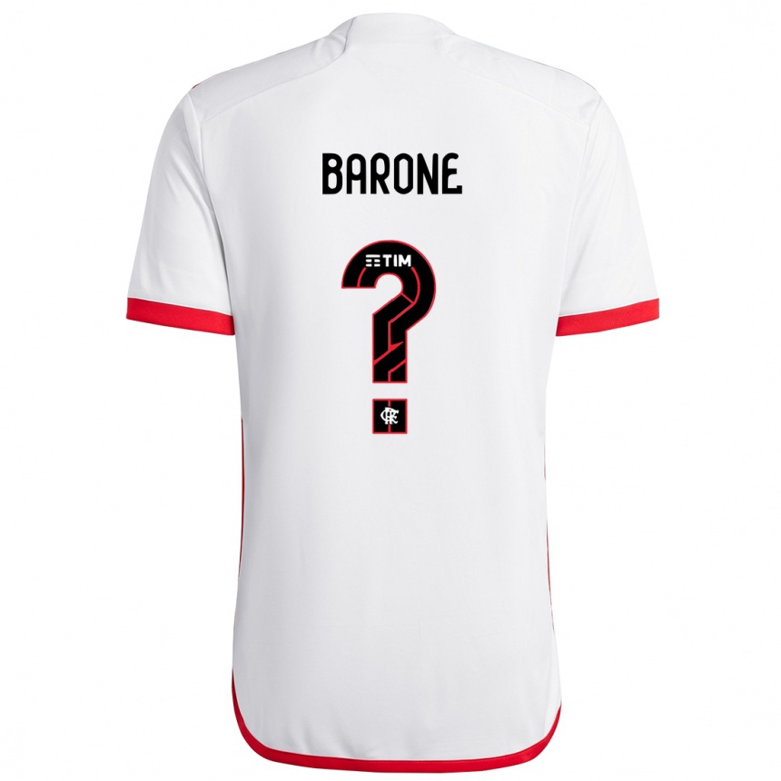 Kids Football Caio Barone #0 White Red Away Jersey 2024/25 T-Shirt Uk