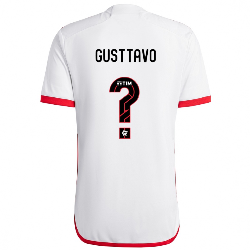 Kids Football Gusttavo #0 White Red Away Jersey 2024/25 T-Shirt Uk