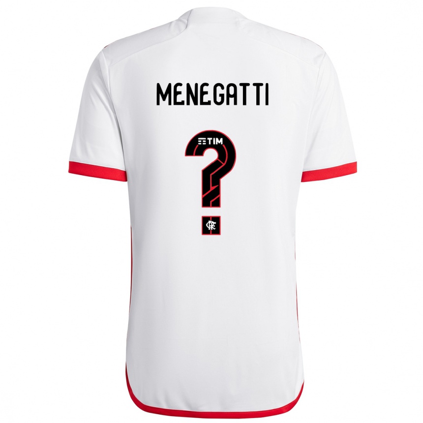 Kids Football Kauan Menegatti #0 White Red Away Jersey 2024/25 T-Shirt Uk