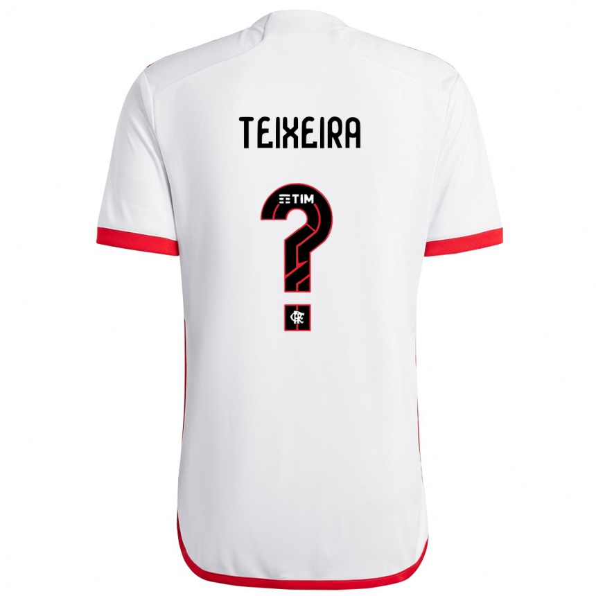 Kids Football Guilherme Teixeira #0 White Red Away Jersey 2024/25 T-Shirt Uk