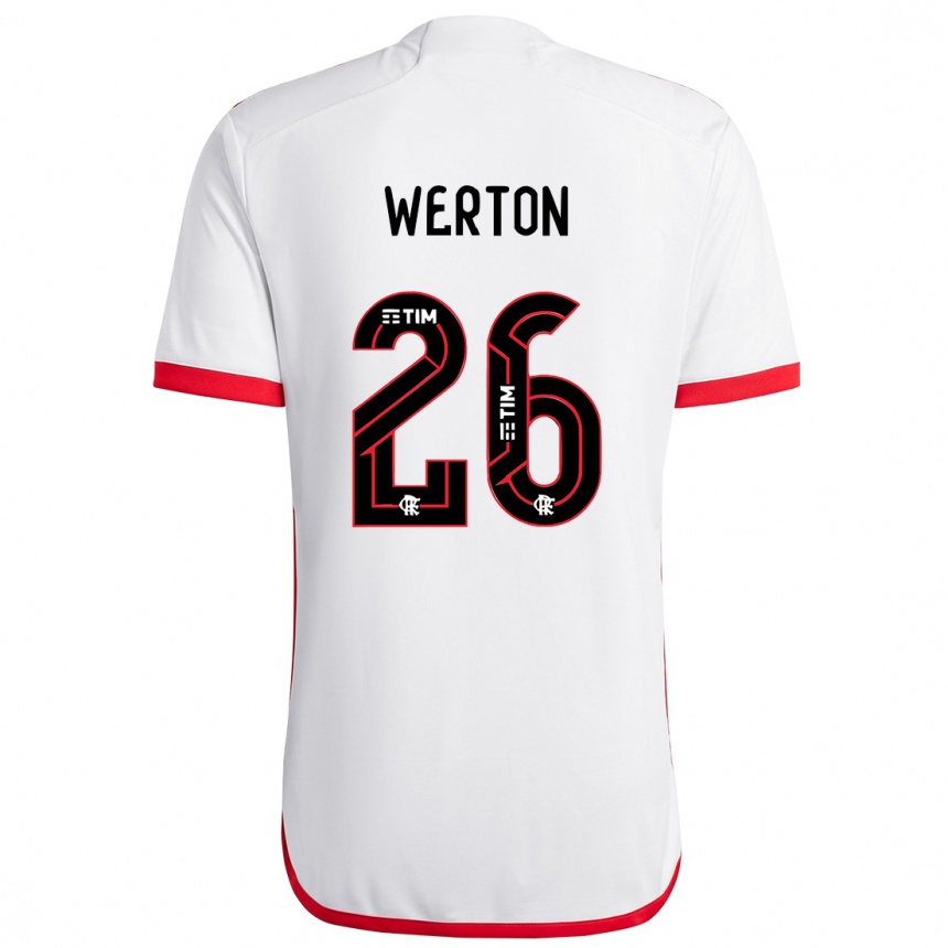 Kids Football Werton #26 White Red Away Jersey 2024/25 T-Shirt Uk