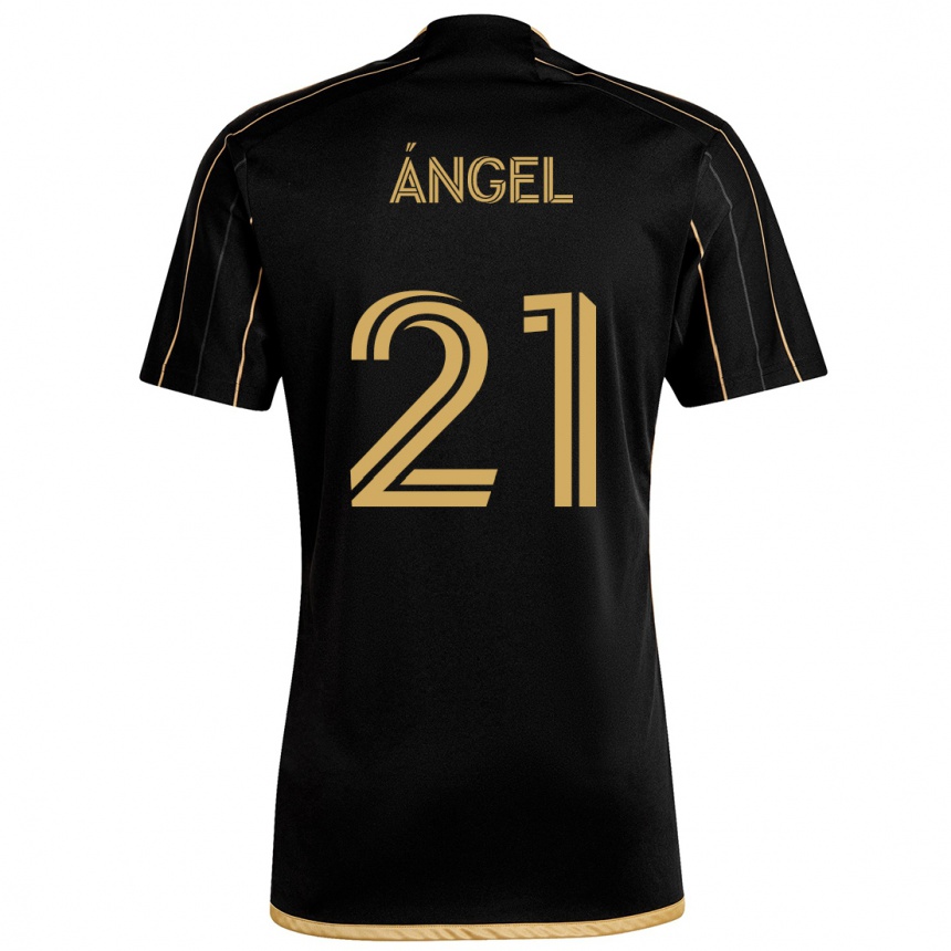 Men Football Tomás Ángel #21 Black Gold Home Jersey 2024/25 T-Shirt Uk