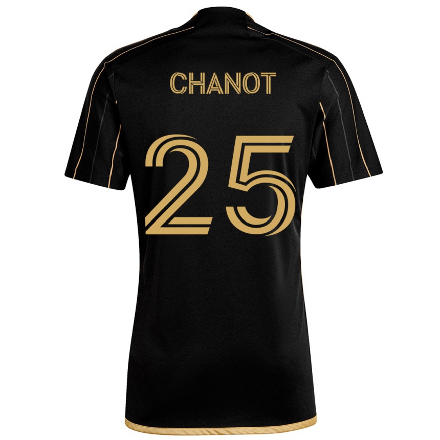 Men Football Maxime Chanot #25 Black Gold Home Jersey 2024/25 T-Shirt Uk