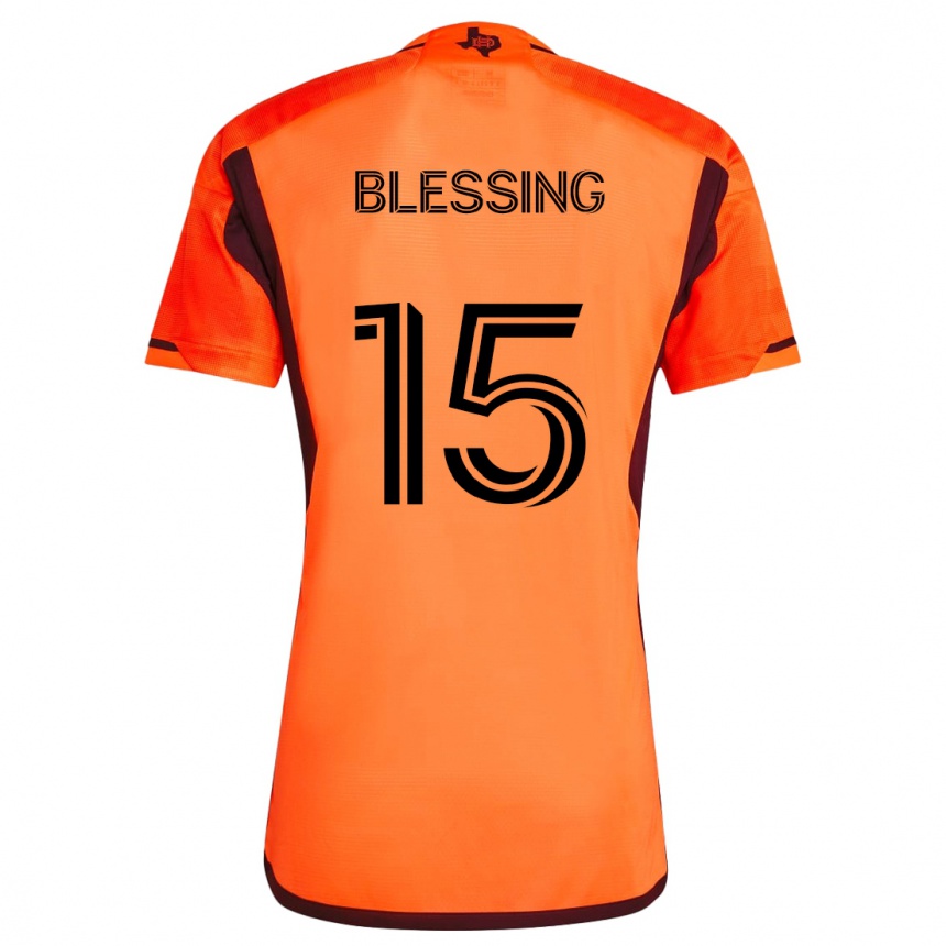 Men Football Latif Blessing #15 Orange Black Home Jersey 2024/25 T-Shirt Uk