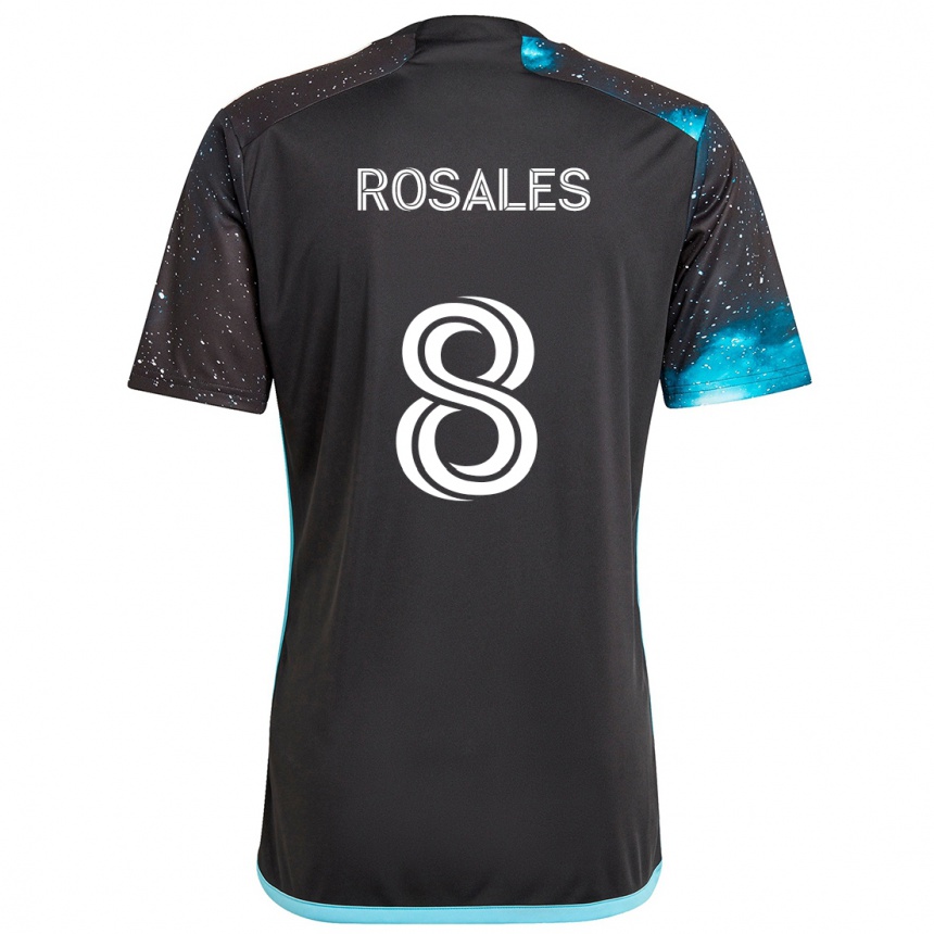 Men Football Joseph Rosales #8 Black Blue Home Jersey 2024/25 T-Shirt Uk