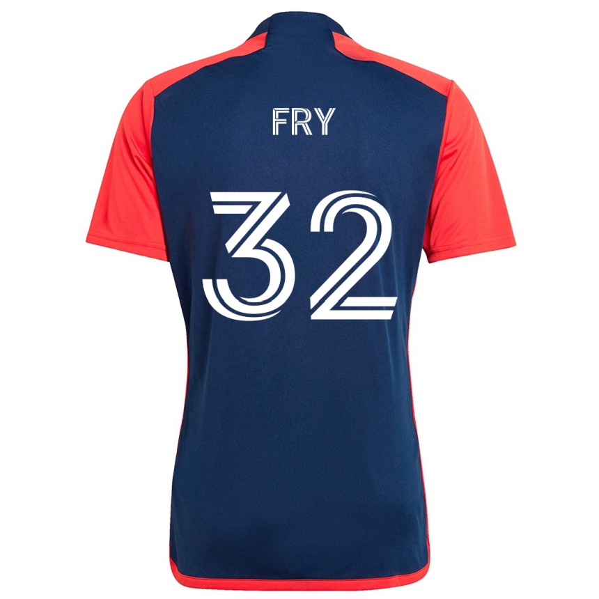 Men Football Malcolm Fry #32 Blue Red Home Jersey 2024/25 T-Shirt Uk