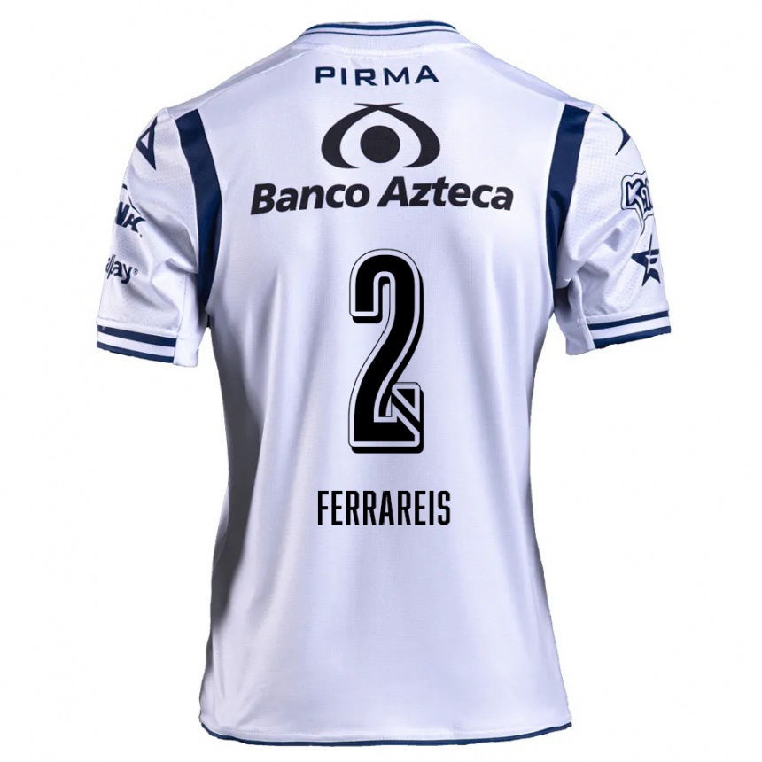 Men Football Gustavo Ferrareis #2 White Navy Blue Home Jersey 2024/25 T-Shirt Uk