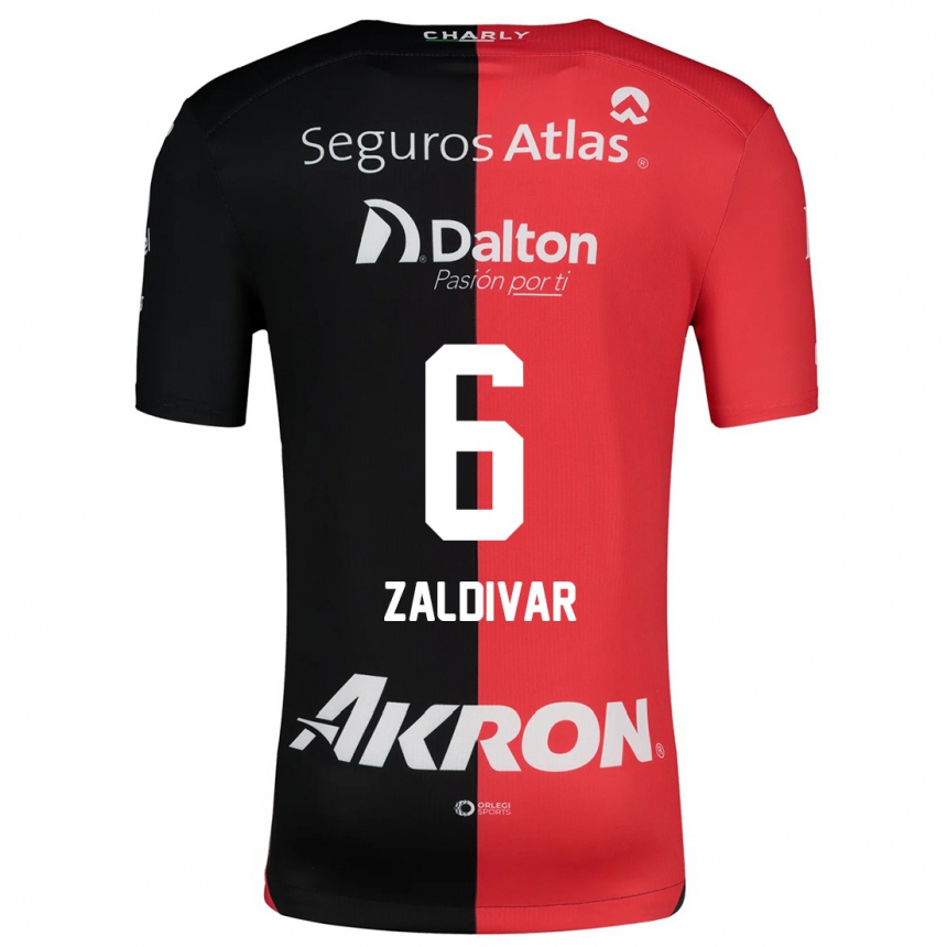 Men Football Édgar Zaldívar #6 Red Black Home Jersey 2024/25 T-Shirt Uk