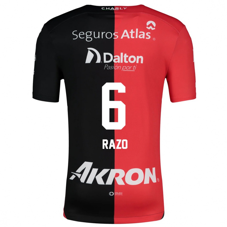 Men Football Valeria Razo #6 Red Black Home Jersey 2024/25 T-Shirt Uk