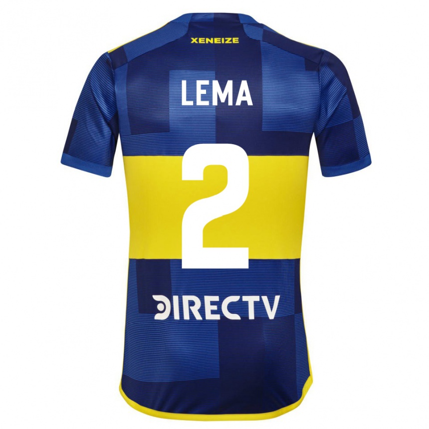 Men Football Cristian Lema #2 Blue Yellow Home Jersey 2024/25 T-Shirt Uk