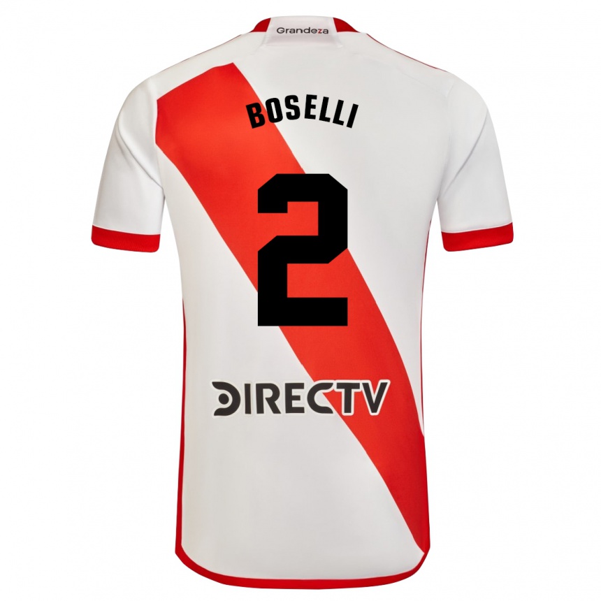 Men Football Sebastián Boselli #2 White Red Home Jersey 2024/25 T-Shirt Uk