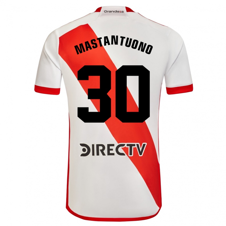 Men Football Franco Mastantuono #30 White Red Home Jersey 2024/25 T-Shirt Uk