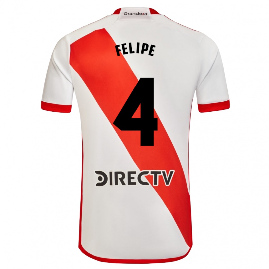 Men Football Carina Felipe Silva #4 White Red Home Jersey 2024/25 T-Shirt Uk