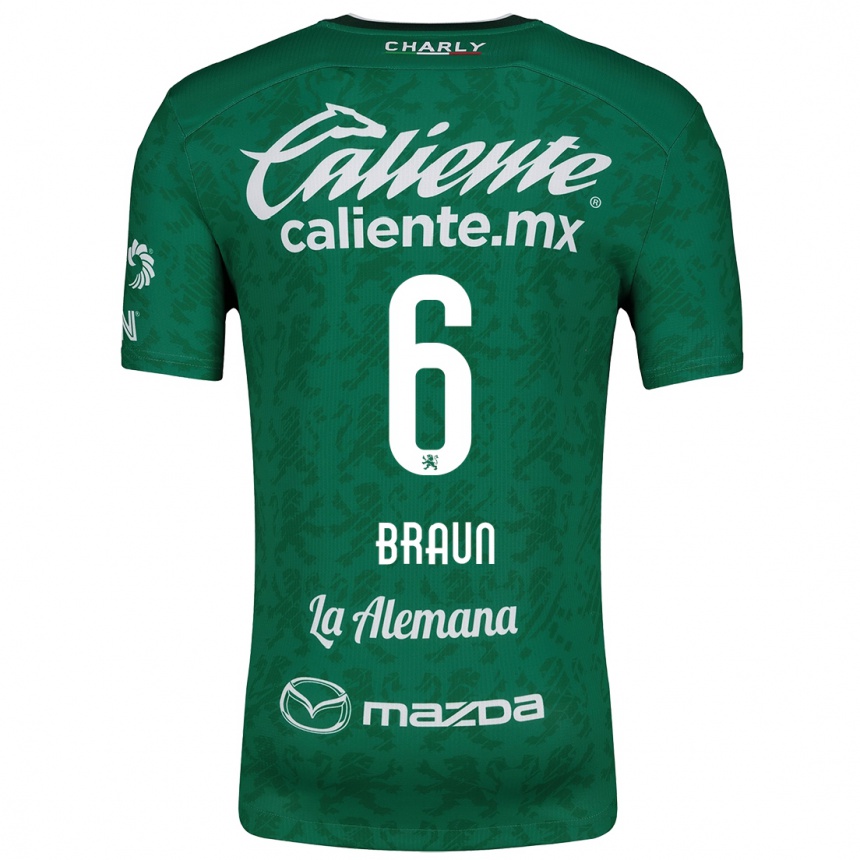 Men Football Sophia Braun #6 Green White Home Jersey 2024/25 T-Shirt Uk