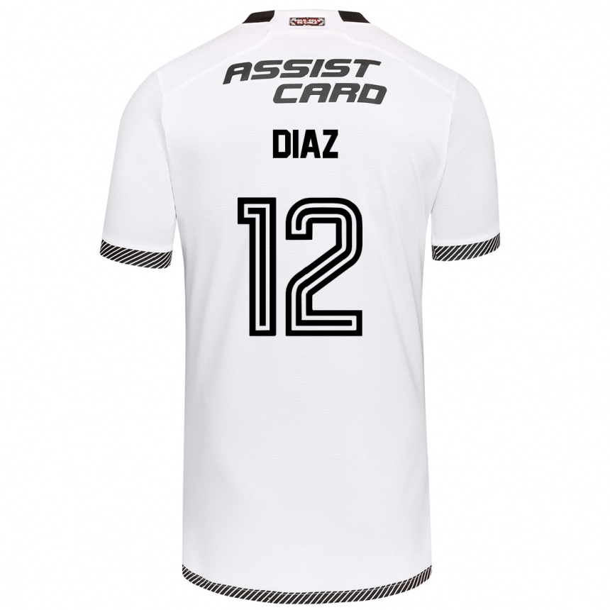 Men Football Javiera Díaz #12 White Black Home Jersey 2024/25 T-Shirt Uk